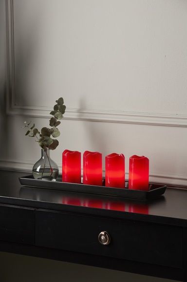 4er LED-Wachskerzenset Advent 067-12 rot