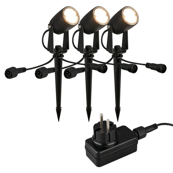 Erdspießstrahler CONNECT TO SHINE IRIS LED/2W 135 lm 3000K 3er-Set Starterset mit Trafo Erdspießstrahler CONNECT TO SHINE IRIS LED/2W 135 lm 3000K 3er-Set Starterset mit Trafo