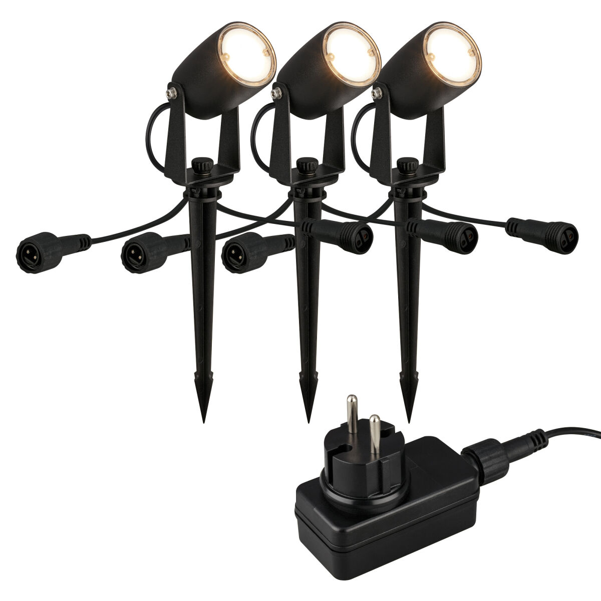 Erdspießstrahler CONNECT TO SHINE IRIS LED/2W 135 lm 3000K 3er-Set Starterset mit Trafo Erdspießstrahler CONNECT TO SHINE IRIS LED/2W 135 lm 3000K 3er-Set Starterset mit Trafo