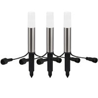 Erdspießstrahler CONNECT TO SHINE JUNCA LED/1W 60 lm 3000K 3er-Set Edelstahl