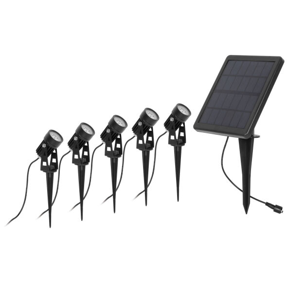 LED-Solar- Erdspießstrahler LED/1W 5er-Set LED-Solar- Erdspießstrahler LED/1W 5er-Set