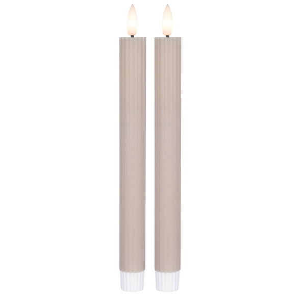 LED-Echtwachskerzen FLAMME STRIPE 2er-Set 1 warmweiße flackernde LED H250 Ø21 beige LED-Echtwachskerzen FLAMME STRIPE 2er-Set 1 warmweiße flackernde LED H250 Ø21 beige