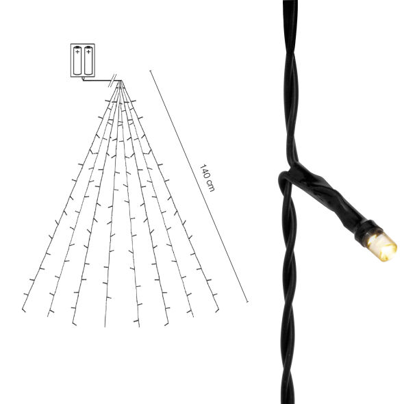LED-Minilichterkette 64 warmweiße LEDs 8 Stränge LED-Minilichterkette 64 warmweiße LEDs 8 Stränge