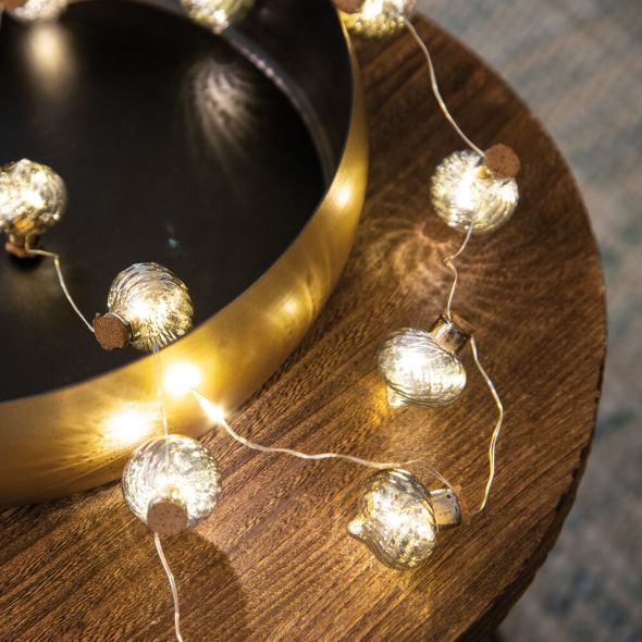 LED-Minilichterkette Zwiebelkugeln 12 warmweiße LEDs rauchfarben LED-Minilichterkette Zwiebelkugeln 12 warmweiße LEDs rauchfarben