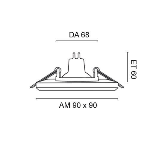 Einbaustrahler 1x GU5,3 12V 50W eckig Kristallglas verspiegelt