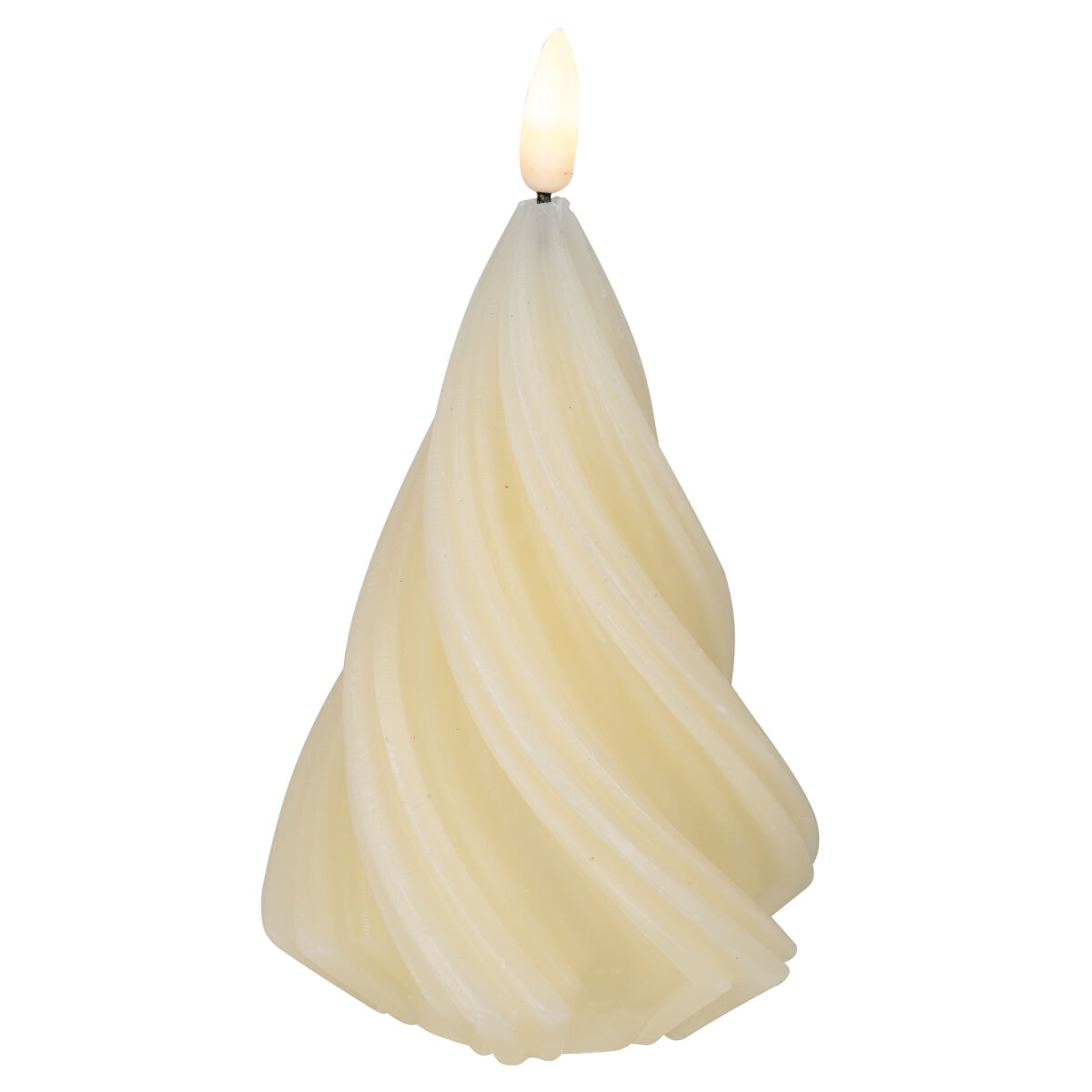Echtwachskerze 1 warmweiße LED H150 Ø95 weiß
