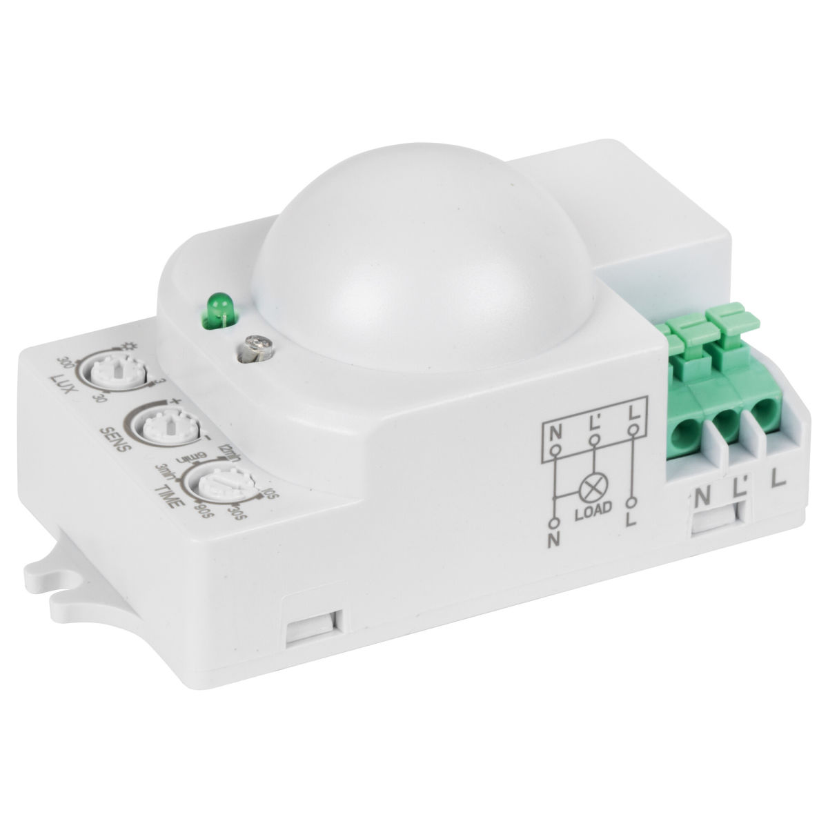 Einbau-HF-Bewegungsmelder 1200W/500VA Erfassungswinkel 360° Reichweite Ø 16 m einstellbar Einbau-HF-Bewegungsmelder 1200W/500VA Erfassungswinkel 360° Reichweite Ø 16 m einstellbar