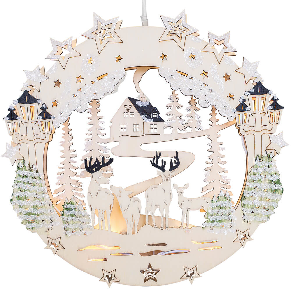 LED-Fensterbild Hirsche im Wald