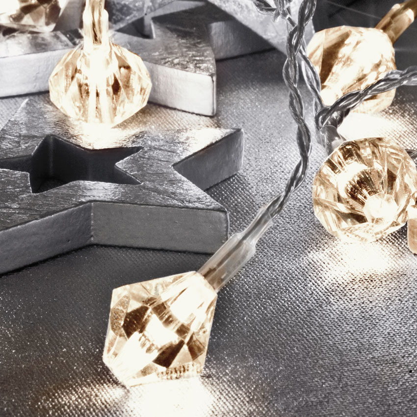 LED-Minilichterkette Diamanten aus Acryl 10 flammig LED-Minilichterkette Diamanten aus Acryl 10 flammig