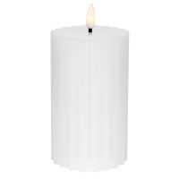 LED-Echtwachskerzen FLAMME STRIPE 1 warmweiße flackernde LED H 150 Ø75 weiß