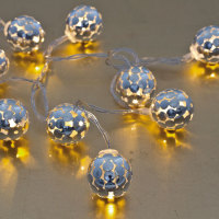 LED-Minilichterkette Metallkugel silber 10 flammig