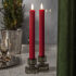 LED-Echtwachskerzen FLAMME STRIPE1 warmweiße flackernde LED 2er-Set H250 Ø21 rot
