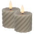 LED-Echtwachskerzen FLAMME SWIRL VOTIVE 1 warmweiße flackernde LED 2er-Set H 70, Ø 50 grau