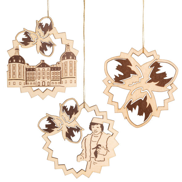 Weihnachtsbaumbehänge drei Haselnüsse für Aschenbrödel 3 Anhänger mit unterschiedlichen Motiven Ø 80 Weihnachtsbaumbehänge drei Haselnüsse für Aschenbrödel 3 Anhänger mit unterschiedlichen Motiven Ø 80