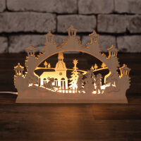 Weihnachtsleuchter Premium line Schlittenfahrt mit Schneemann warmweiße LED´s