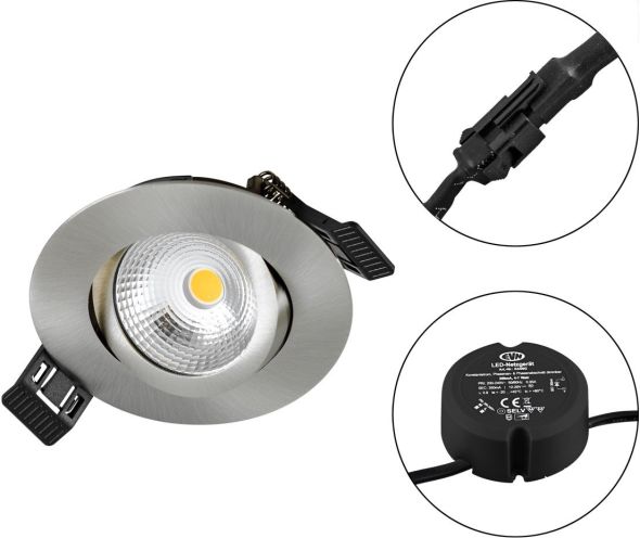 LED Einbauleuchte 230V S061302 830 dimmbar edelstahl-optik LED Einbauleuchte 230V S061302 830 dimmbar edelstahl-optik
