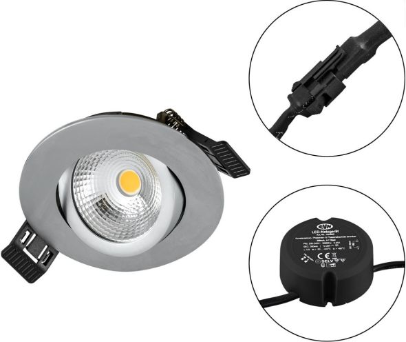 LED Einbauleuchte S061502 230V 830 dimmbar chrome matt 