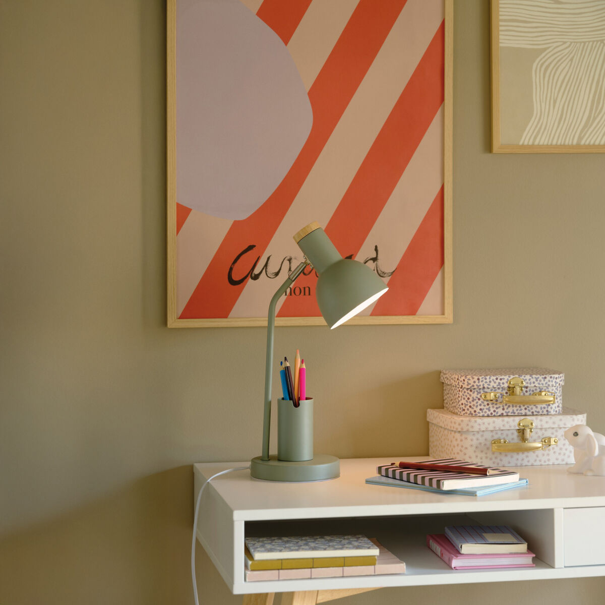 Schreibtischleuchte DEVONE 1x E27/15W staubgrün