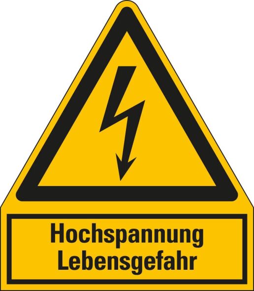 Kombi-Warnschild Hochspannung Lebensgefahr Blitzpfeil Kunststoff 210 mm x 240 mm 1 Stück Kombi-Warnschild Hochspannung Lebensgefahr Blitzpfeil Kunststoff 210 mm x 240 mm 1 Stück