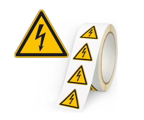 Warnschild Warnung vor elektrischer Spannung Blitzpfeil Folie selbstklebend Schenkellänge 50mm 500 St./Rolle Warnschild Warnung vor elektrischer Spannung Blitzpfeil Folie selbstklebend Schenkellänge 50mm 500 St./Rolle