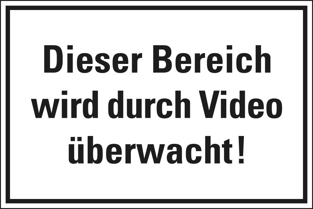 Hinweisschild Dieser Bereich wird durch Video überwacht! weiß-schwarz Kunststoff 300 x 200 mm 1 Stück Hinweisschild Dieser Bereich wird durch Video überwacht! weiß-schwarz Kunststoff 300 x 200 mm 1 Stück