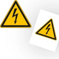 Warnschild Warnung vor elektrischer Spannung Blitzpfeil Folie selbstklebend Schenkellänge 100 mm 1 Stück