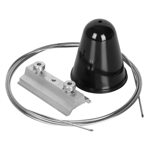Schienenabhängung 1-Phasenschienen PUNTI schwarz mit automatischem Seilstopper Schienenabhängung 1-Phasenschienen PUNTI schwarz mit automatischem Seilstopper