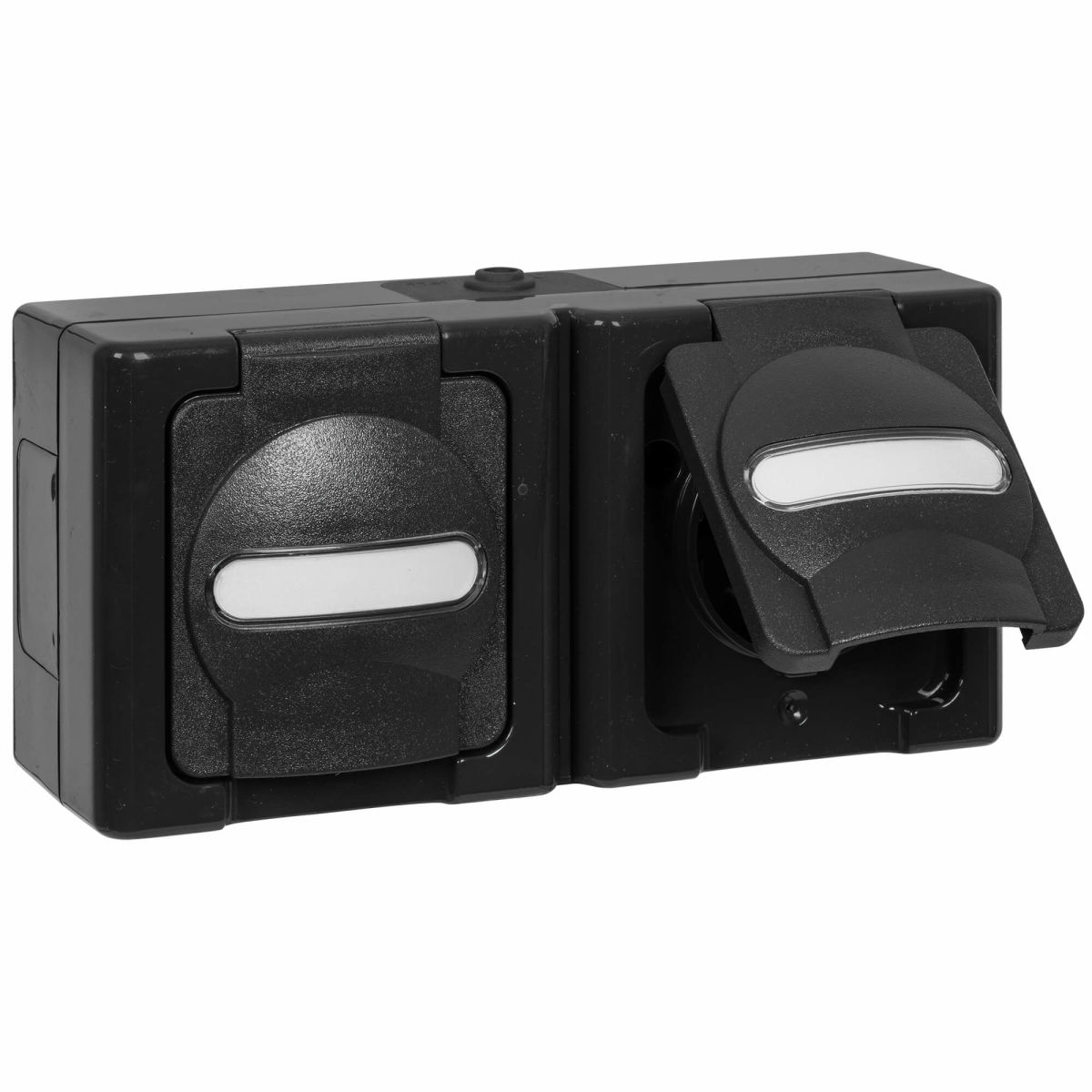 AP/FR BLUE ELECTRIC anthrazit Steckdose 2-fach waagerecht AP/FR BLUE ELECTRIC anthrazit Steckdose 2-fach waagerecht