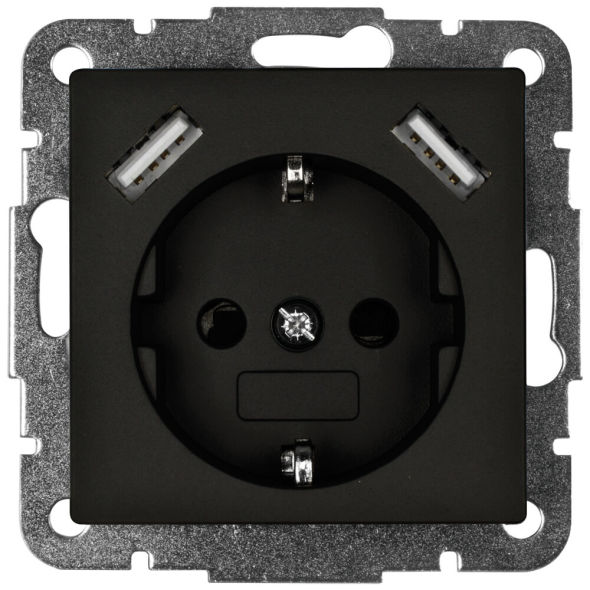 Kombi-Steckdose 2 x USB-Ausgang 5V schwarz Kombi-Steckdose 2 x USB-Ausgang 5V schwarz
