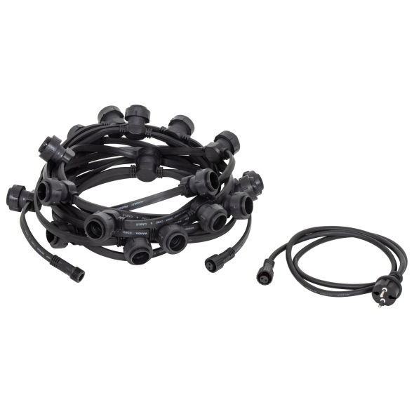 Illu-Lichterkette 60 x E27 100W Fassungs-Abstand 0,5 m Länge 30 m anschlussfertig Illu-Lichterkette 60 x E27 100W Fassungs-Abstand 0,5 m Länge 30 m anschlussfertig