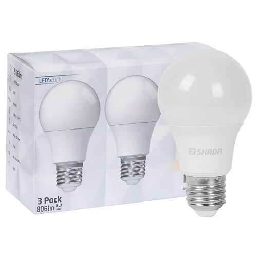 LED-Lampe 3er-Set AGL-Form opal E27/8W 60W 806 lm 2700K LED-Lampe 3er-Set AGL-Form opal E27/8W 60W 806 lm 2700K