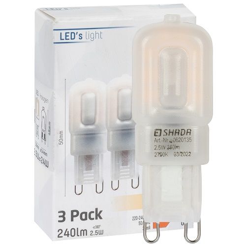 LED-Stiftsockellampe 3er-Set mattiert G9 2,5W 240lm 2700K LED-Stiftsockellampe 3er-Set mattiert G9 2,5W 240lm 2700K