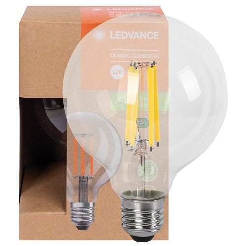 LED-Filament-Lampe ULTRA EFFICIENT CLASSIC GLOBE Globe-Form klar E27/4W 840 lm 3000K LED-Filament-Lampe ULTRA EFFICIENT CLASSIC GLOBE Globe-Form klar E27/4W 840 lm 3000K