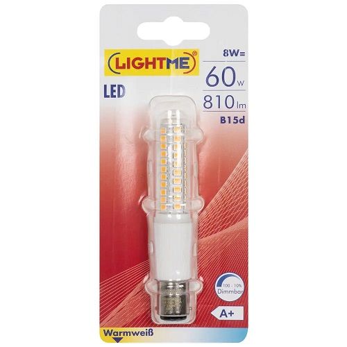 LED-Lampe Röhren-Form klar B15d/8W (60W) 810 lm 3000K dimmbar LED-Lampe Röhren-Form klar B15d/8W (60W) 810 lm 3000K dimmbar