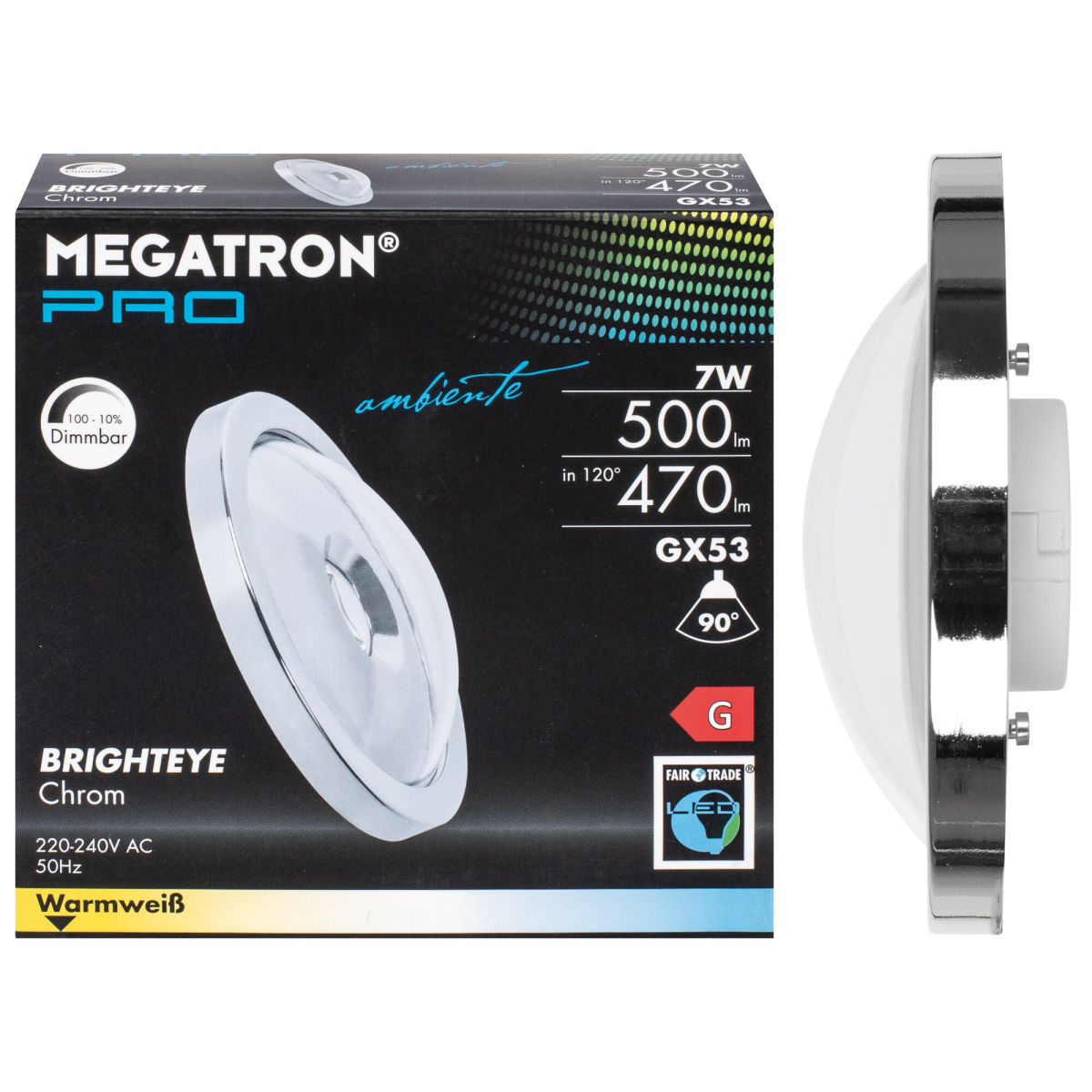 LED-Reflektorlampe GX53 2700K 7,0W 500 lm Chrom