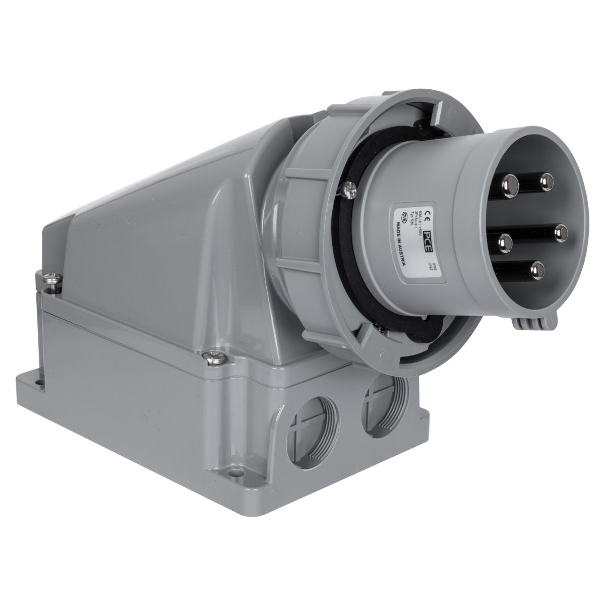 CEE-Wandgerätestecker 5-polig 400V 1h Notstrom mit Schraubklemmen CEE-Wandgerätestecker 5-polig 400V 1h Notstrom mit Schraubklemmen