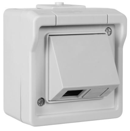 Datendose, für 1+2 Universal-Module, Abgang 35°, IP44 Datendose, für 1+2 Universal-Module, Abgang 35°, IP44