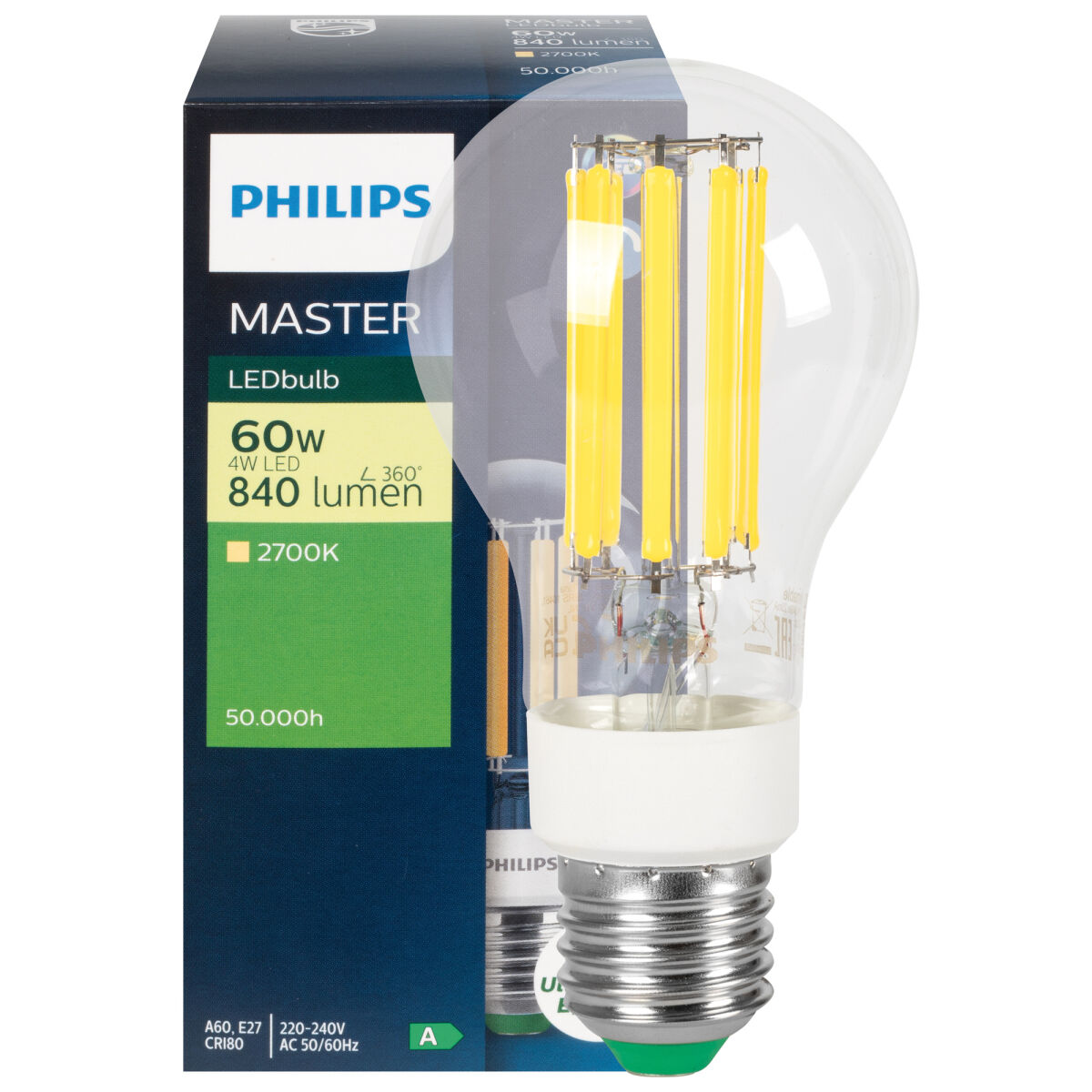 LED-Filament-Lampe MASTER UltraEffizient Tropfen-Form E14/2,3W (40W), 485 lm 2700K LED-Filament-Lampe MASTER UltraEffizient Tropfen-Form E14/2,3W (40W), 485 lm 2700K