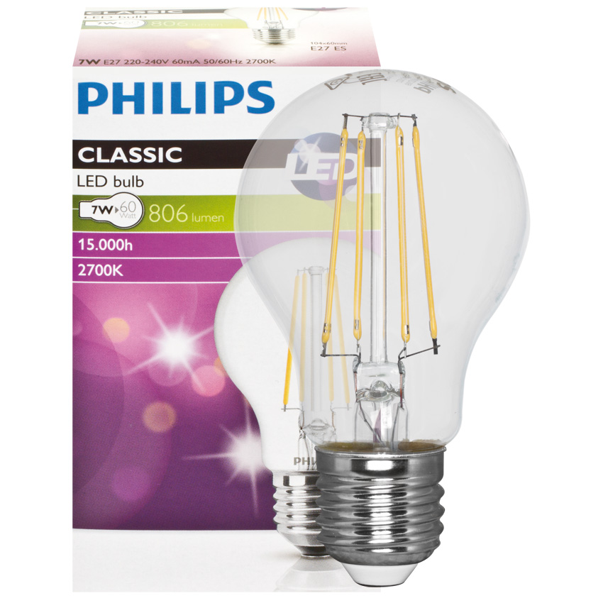 LED-Filamentlampe 7,0W E27 806lm klar