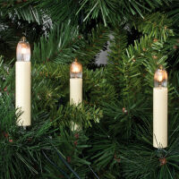 Weihnachtsbaumkette 15 x E10/16V/3W klar elfenbein mit Topkerzen