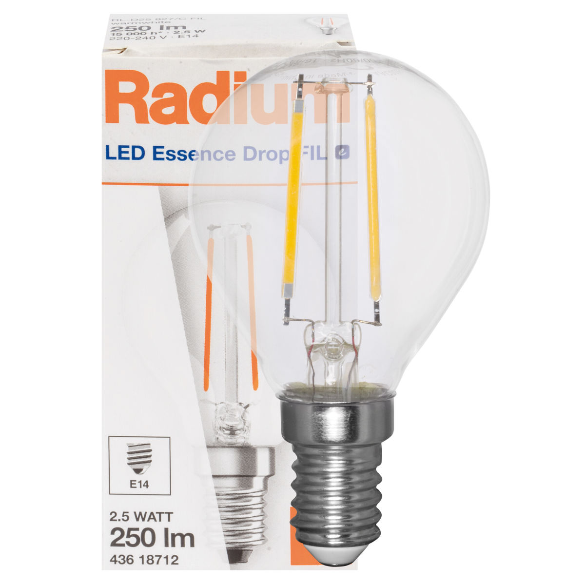 LED-Filament-Lampe RALED ESSENCE DROP Tropfen-Form klar E14 2700K 2,5W (25W), 250 lm LED-Filament-Lampe RALED ESSENCE DROP Tropfen-Form klar E14 2700K 2,5W (25W), 250 lm