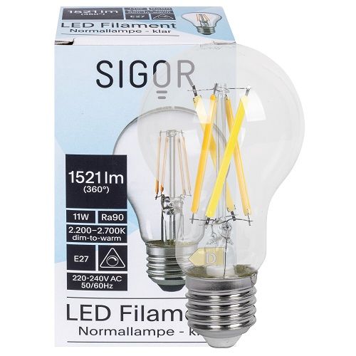 LED-Filament-Lampe AGL-Form klar E27 2700K bis 2200K 11W (100W), 1.521 lm