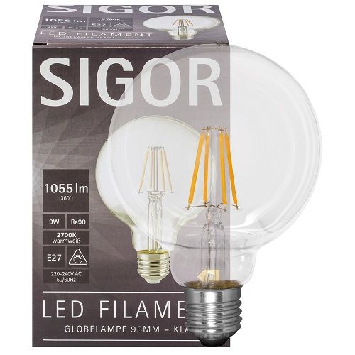 LED-Filament-Lampe Globe-Form 9W klar E27 2700K LED-Filament-Lampe Globe-Form 9W klar E27 2700K