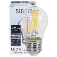 LED-Filament-Lampe Tropfen-Form E27/4,5W (40W) 470 lm 2200 bis 2700K klar
