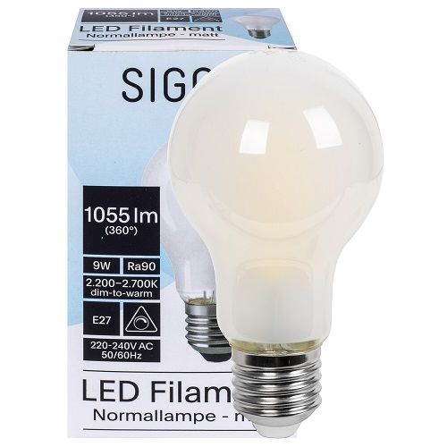 LED-Filament-Lampe AGL-Form matt E27 2700K bis 2200K