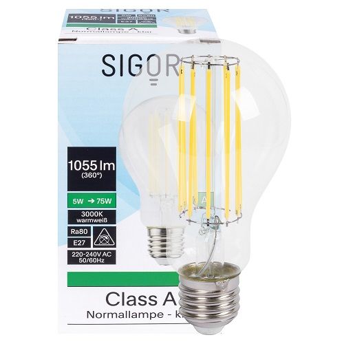 LED-Filament-Lampe AGL-Form klar E27 3000K 5W (75W), 1.055 lm