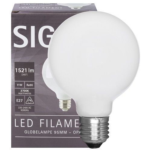 LED-Filament-Lampe Globe-Form opal E27 2700K 11W 1521lm