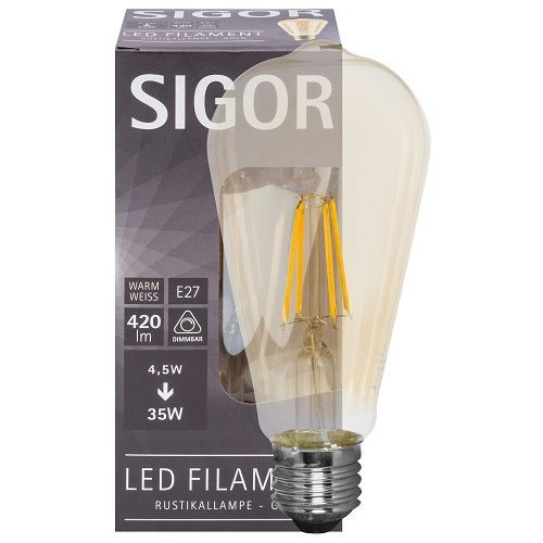 LED-Filament-Lampe Edison-Form goldfarben E27 2400K
