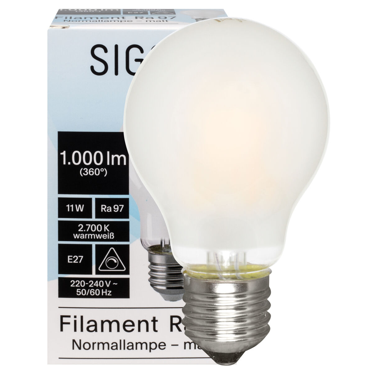 LED-Filament-Lampe Full Spectrum AGL-Form matt E27 2700K 11W 72W 1.000 lm LED-Filament-Lampe Full Spectrum AGL-Form matt E27 2700K 11W 72W 1.000 lm