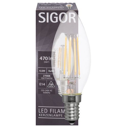 LED-Filament-Lampe Kerzen-From klar E14 2700K 4,5W (40W), 470 lm LED-Filament-Lampe Kerzen-From klar E14 2700K 4,5W (40W), 470 lm